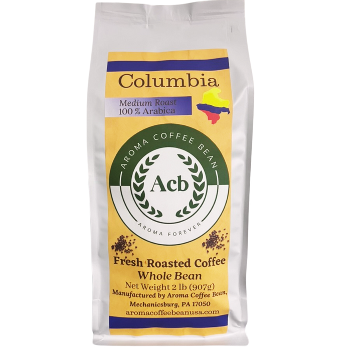 Colombia Coffee Medium Roast Whole Bean 2 lb Resealable Bag